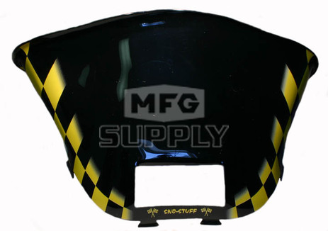 479-472-57 - Ski-Doo med-low Yellow Checkerboard on Black Windshield. S-2000 Chassis with Lampbase Pod.